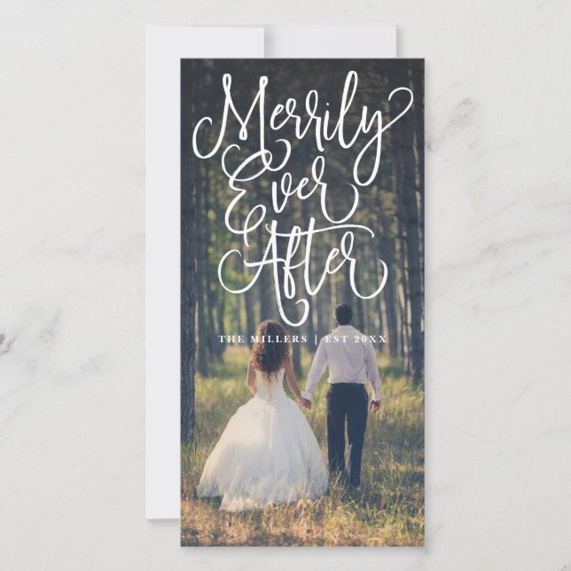 Merrily Ever After Wedding Holiday Full Photo Card (Front)