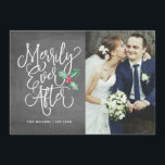 Merrily Ever After Wedding Holiday Photo<br><div class="desc">Spread love while showing off your wedding photos this holiday season with this chic and modern Just Married Holiday Photo card. Perfect for the newly married couple to use as a holiday card, wedding announcement or thank you card around the holidays season. This card highlights your wedding photo by pairing...</div>
