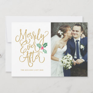 Merrily Ever After Wedding Holiday Photo Card