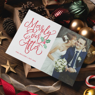 Merrily Ever After Wedding Holiday Photo Card