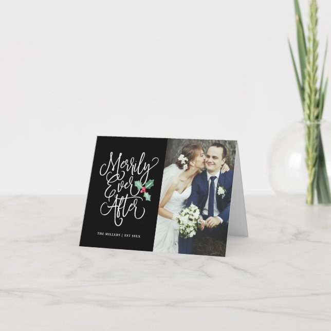 Merrily Ever After Wedding Holiday Photo Folded (Front)