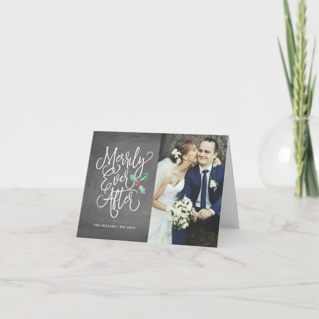 Merrily Ever After Wedding Holiday Photo Folded (Front)