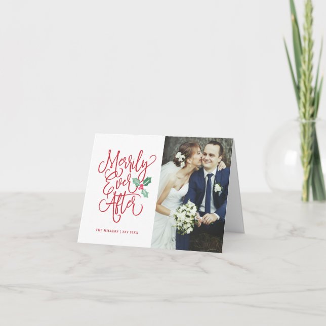 Merrily Ever After Wedding Holiday Photo Folded (Front)