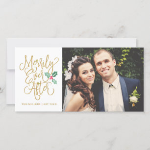 Merrily Ever After Wedding Holiday Photo   Gold Card