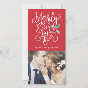 Merrily Ever After Wedding Holiday Photo   Red