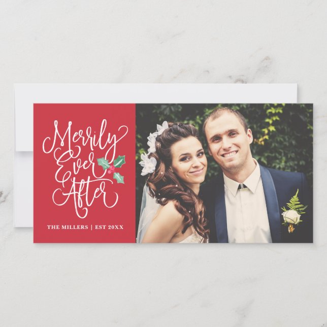 Merrily Ever After Wedding Holiday Photo | Red (Front)