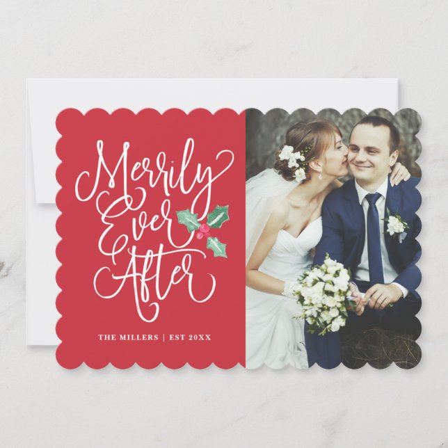 Merrily Ever After Wedding Holiday/Thank You Photo Invitation (Front)