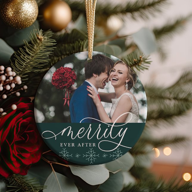 Merrily Ever After | Wedding Photo Ceramic Tree Decoration (Creator Uploaded)