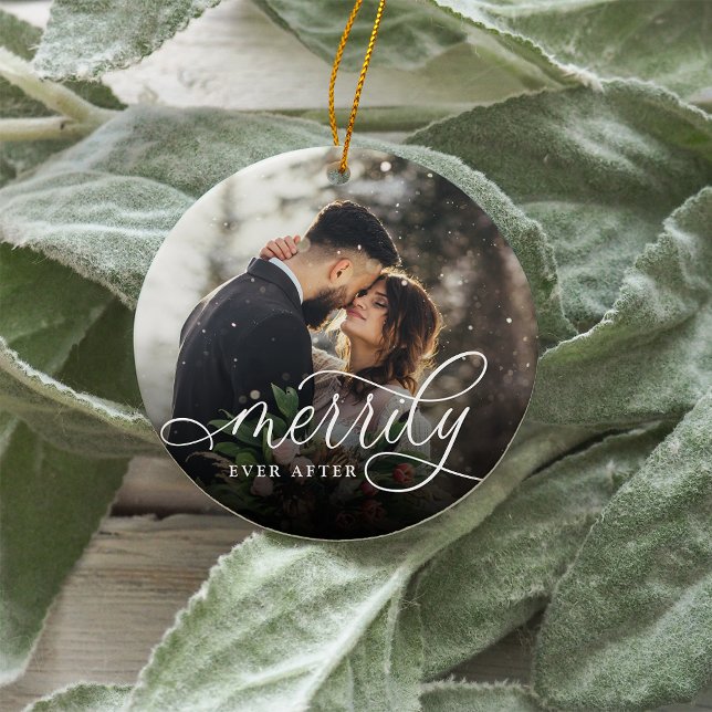 Merrily Ever After | Wedding Photo Ceramic Tree Decoration (Creator Uploaded)