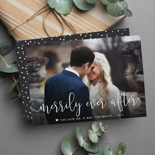 Merrily Ever After | Wedding Photo Christmas Holiday Card (Creator Uploaded)