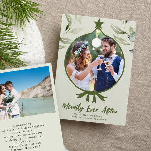 Merrily Ever After Wedding Photo Holiday Card
