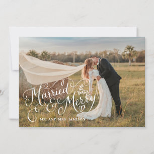 Merrily Married and Merry Photo Holiday Card