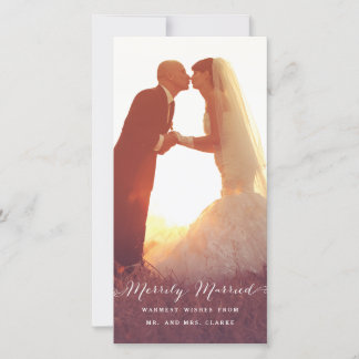 Merrily Married Christmas Photo Holiday Card
