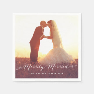 Merrily Married Christmas Photo | Holiday Napkins