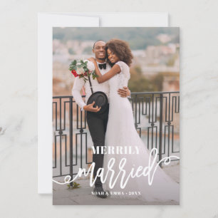 Merrily Married Hand Lettered Wedding Holiday Card
