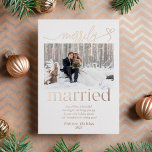 Merrily Married Newlywed Christmas Foil Holiday Card<br><div class="desc">This Merrily Married Foil Holiday Card is the perfect card to send your holiday wishes to everyone after your special day. Share your first Christmas as a married couple with those you love most! Share two very special photos and a personalised note to family and friends in celebration of celebrating...</div>