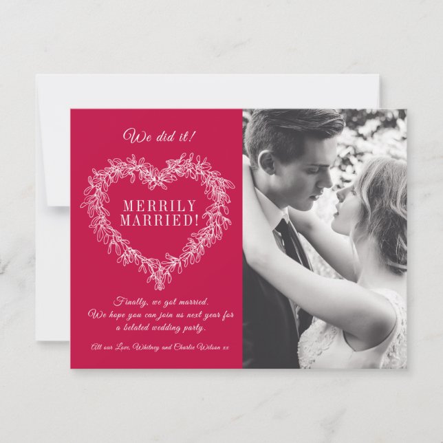 Merrily married red mistletoe heart Christmas (Front)