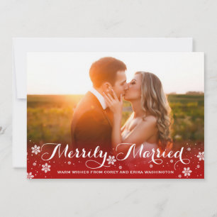 Merrily Married Snowflake Red Holiday Photo
