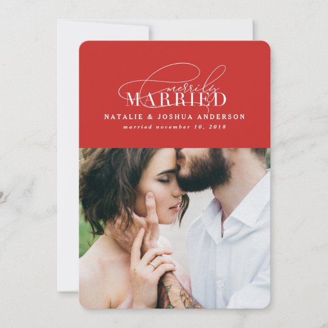 Merrily married wedding announcement (Front)