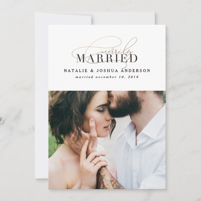 Merrily married wedding announcement (Front)