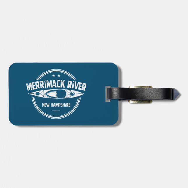 Merrimack River New Hampshire Kayak Luggage Tag (Back Horizontal)