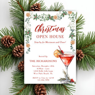 Merriment & Cheer Red Martini Christmas Open House Invitation