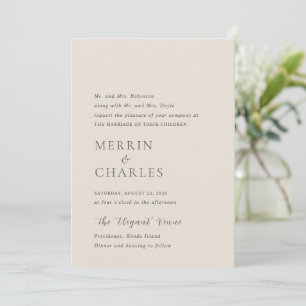Merrin Beige Elegant Wedding Invitation