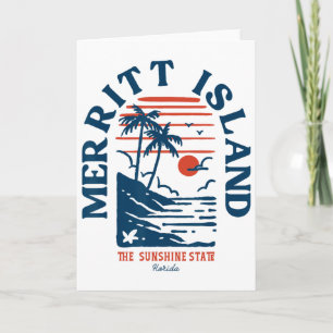 Merritt Island Florida Retro Surfer Vintage Beach Card