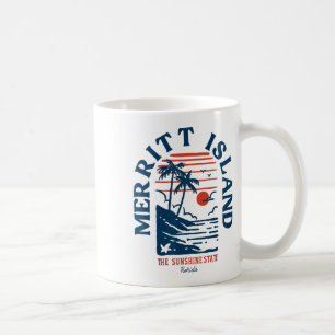 Merritt Island Florida Retro Surfer Vintage Beach Coffee Mug