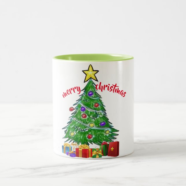 merrry christmas tree holiday design mug design (Center)