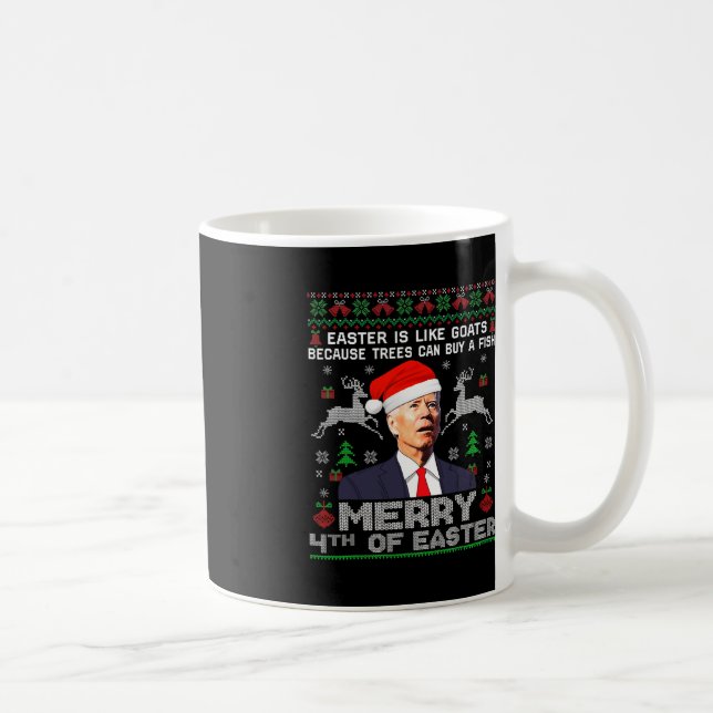 Merry 4th Of Easter Fun Biden Ugly Christmas  Men  Coffee Mug (Right)