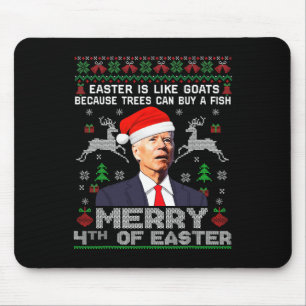 Merry 4th Of Easter Fun Biden Ugly Christmas Men Mouse Mat