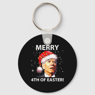 Merry 4th Of Easter Fun Joe Biden Christmas Ugly Key Ring