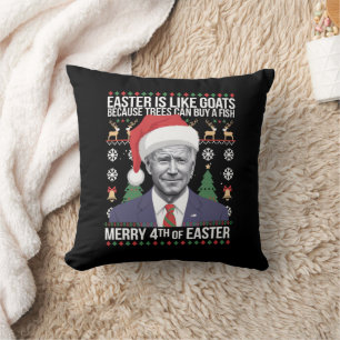 Merry 4th Of Easter Funny Biden Ugly Christmas  Cushion