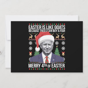 Merry 4th Of Easter Funny Biden Ugly Christmas  Holiday Card