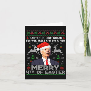 Merry 4th Of Easter Funny Biden Ugly Christmas Swe Card