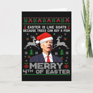 Merry 4th Of Easter Funny Biden Ugly Christmas Swe Card