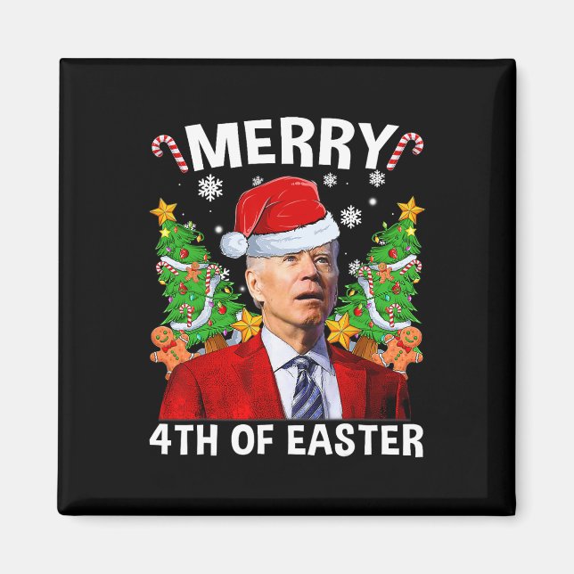 Merry 4th Of Easter Funny Biden Ugly Christmas Swe Magnet (Front)