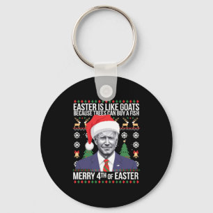 Merry 4th Of Easter Funny Biden Ugly Christmas T S Key Ring