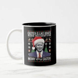 Merry 4th Of Easter Funny Biden Ugly Christmas  Two-Tone Coffee Mug