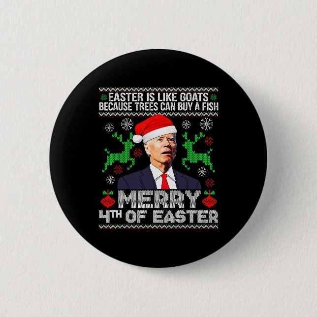 Merry 4th Of Easter Funny Christmas Ugly Sweater M 6 Cm Round Badge (Front)