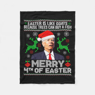 Merry 4th Of Easter Funny Christmas Ugly Sweater M Fleece Blanket