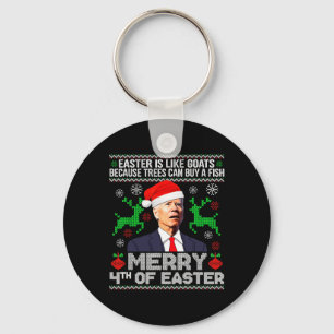 Merry 4th Of Easter Funny Christmas Ugly Sweater M Key Ring