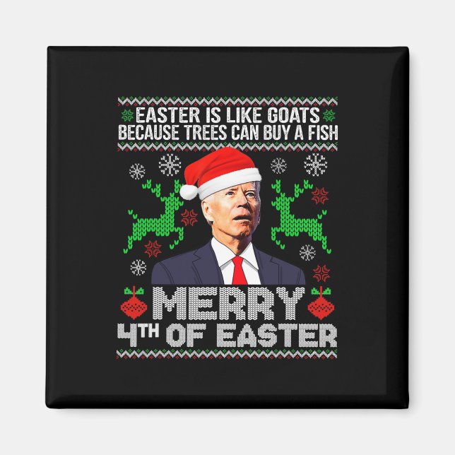 Merry 4th Of Easter Funny Christmas Ugly Sweater M Magnet (Front)