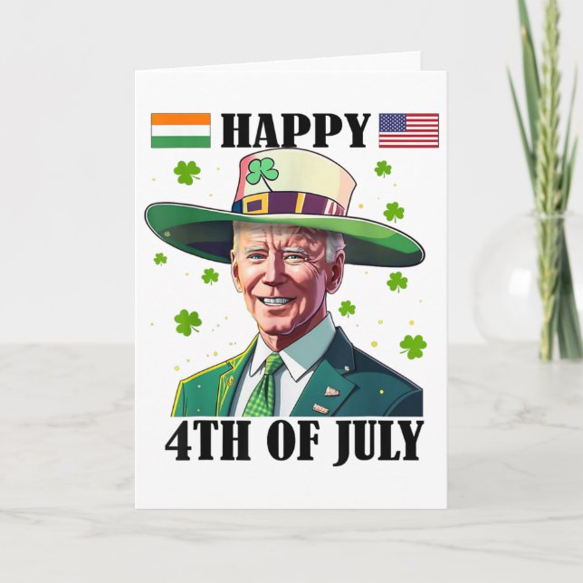 Merry 4th Of Easter Funny Joe Biden St Patricks Da Card (Front)