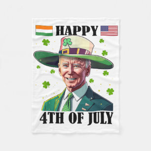 Merry 4th Of Easter Funny Joe Biden St Patricks Da Fleece Blanket