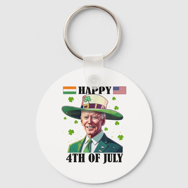 Merry 4th Of Easter Funny Joe Biden St Patricks Da Key Ring (Front)