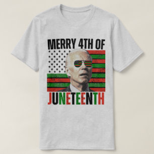 Merry 4th of Juneteenth Funny Biden Face  T-Shirt