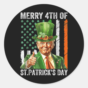 Merry 4th Of St Patricks Day Leprechaun Hat Classic Round Sticker