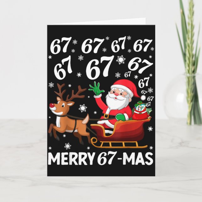 Merry 67-mas Funny Christmas Six Seven Holiday Hum Card (Front)